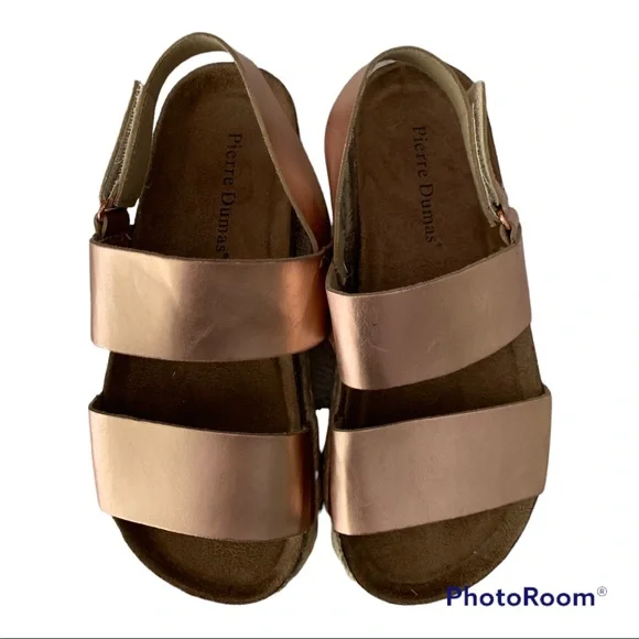 Pierre Dumas Rose Gold Flatform Wedge Sandals - Picture 2 of 5